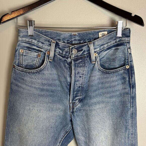 Levi's 501 S White Oak Cone Denim Skinny Jeans with Distressed Details size 26 - Picture 2 of 14